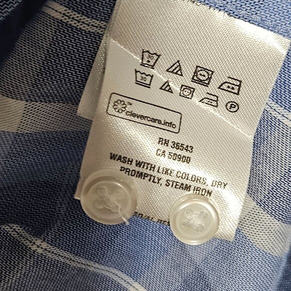 Tommy Hilfiger Button Front Shirt Mens Size XL Stretch Blue Long Sleeve Plaid - Picture 5 of 7